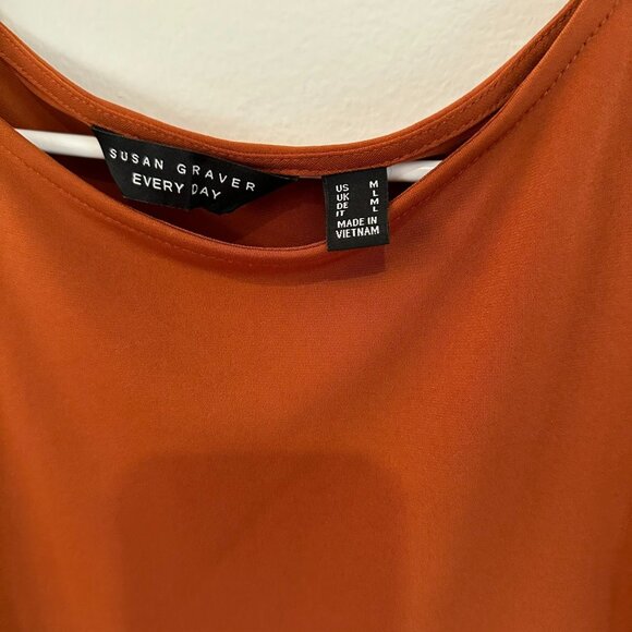 SUSAN GRAVER ORANGE LONG SLEEVE WOMENS TOP WITH BUTTON SLEEVE DETAIL SIZE M - Picture 2 of 5